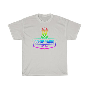 Unisex Heavy Cotton Tee - Large Rainbow Co-op Radio Logo