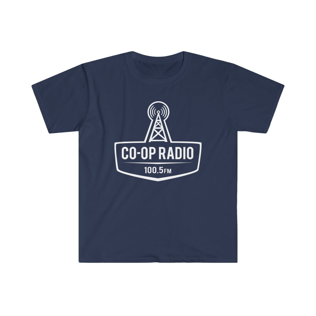 Men's Fitted Short Sleeve Tee - Large Co-op Logo in White