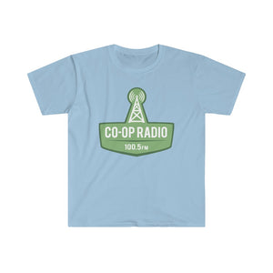 Men's Fitted Short Sleeve Tee - Large Co-op Radio Logo in Green