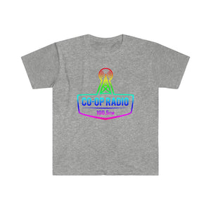 Men's Fitted Short Sleeve Tee - Large Rainbow Co-op Radio Logo