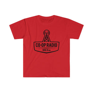 Men's Fitted Short Sleeve Tee - Large Co-op Radio Logo in Black