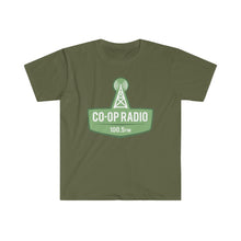 Load image into Gallery viewer, Men&#39;s Fitted Short Sleeve Tee - Large Co-op Radio Logo in Green
