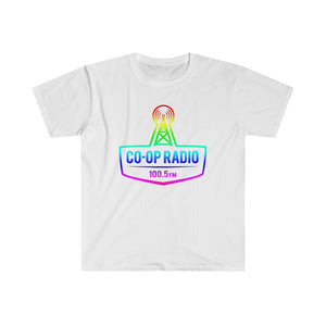 Men's Fitted Short Sleeve Tee - Large Rainbow Co-op Radio Logo